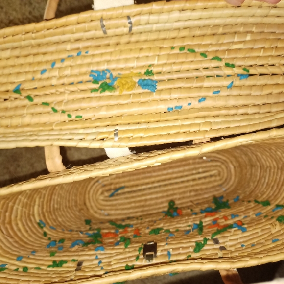 Handmade basket weave floral straw/leather purse - Picture 9 of 15